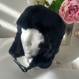 ❄️MaxMara navy fur ear warmer